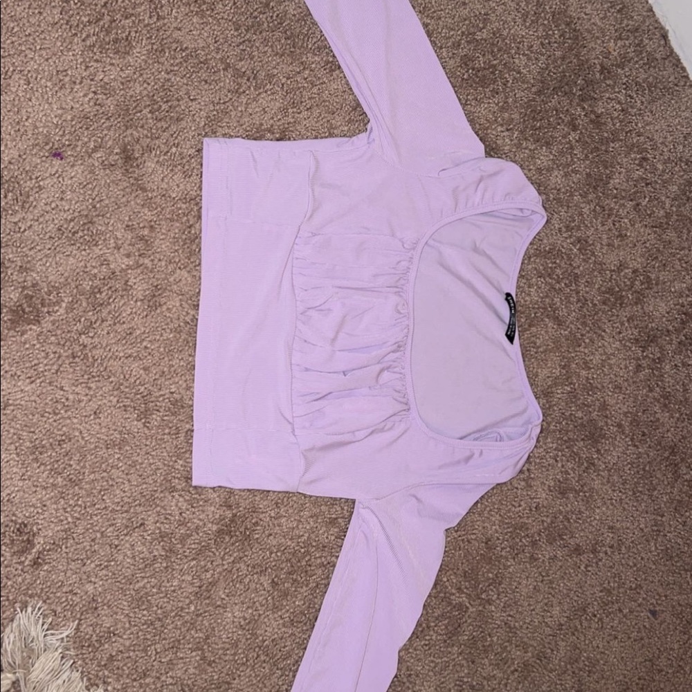 Purple long sleeve crop top